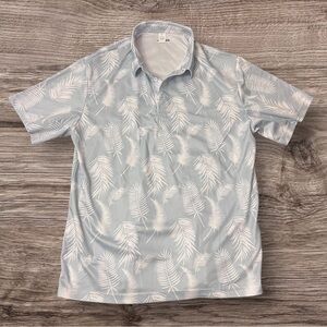 Jommas Men's Light Blue Leaf Print Golf Shirt Size XL